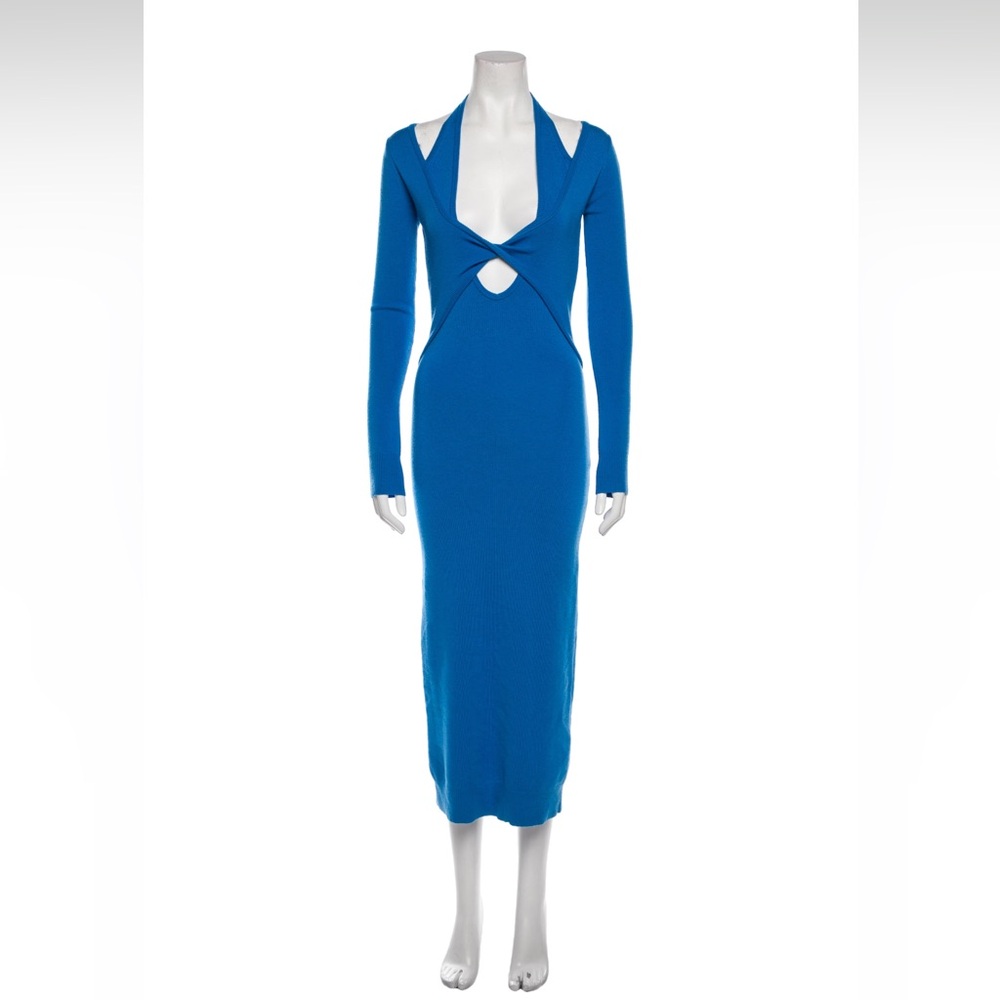 New Monse Blue Cutout Midi Long Sleeve Dress, XS